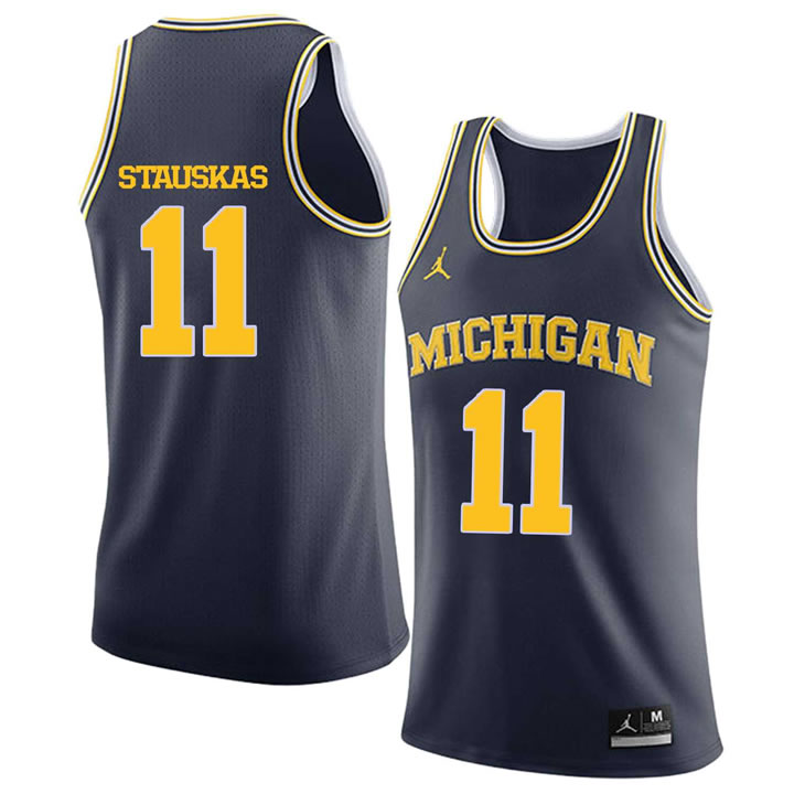 University of Michigan 11 Nik Stauskas Navy College Basketball Jersey Dzhi